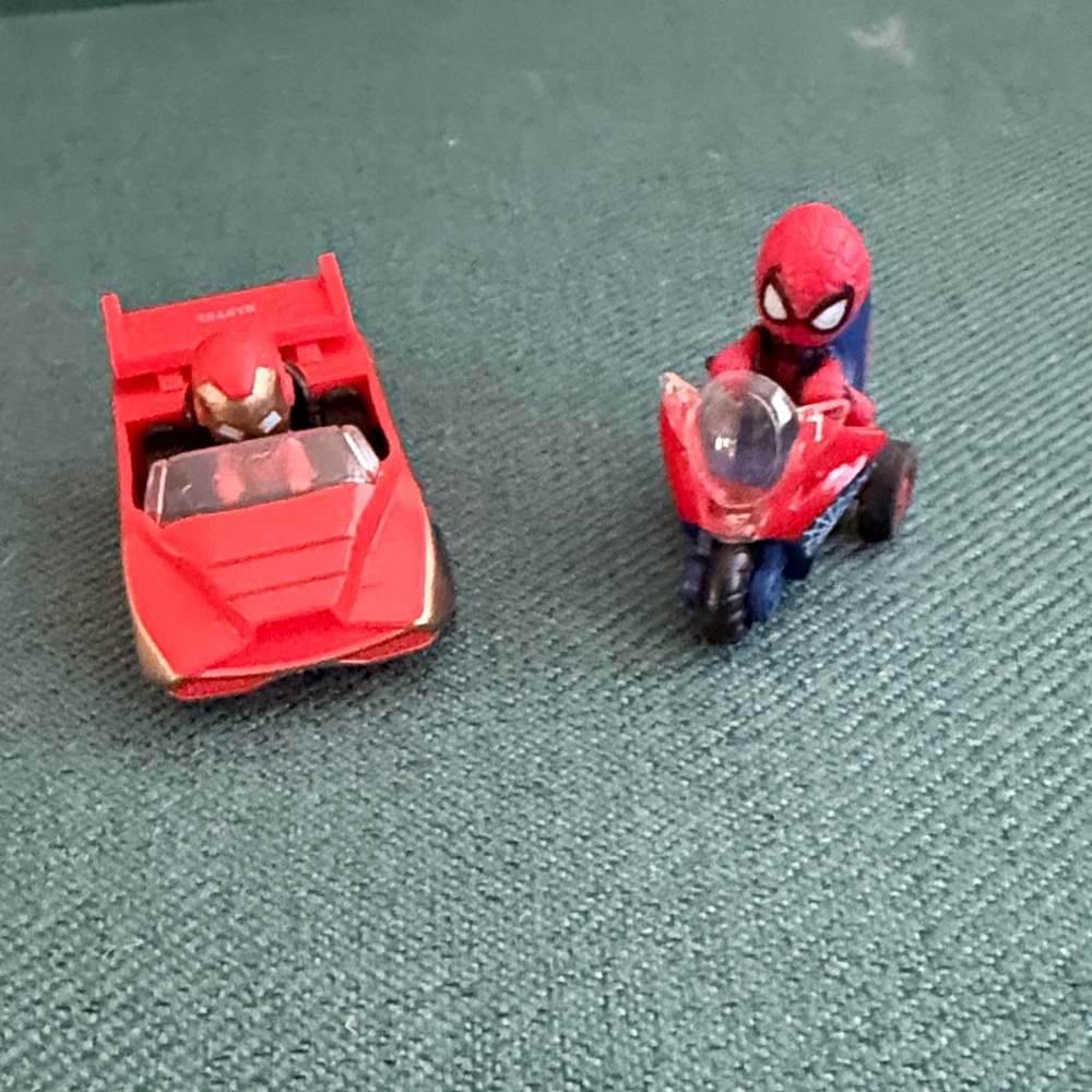 Spiderman Motorcycle and Ironman Car Set of 2